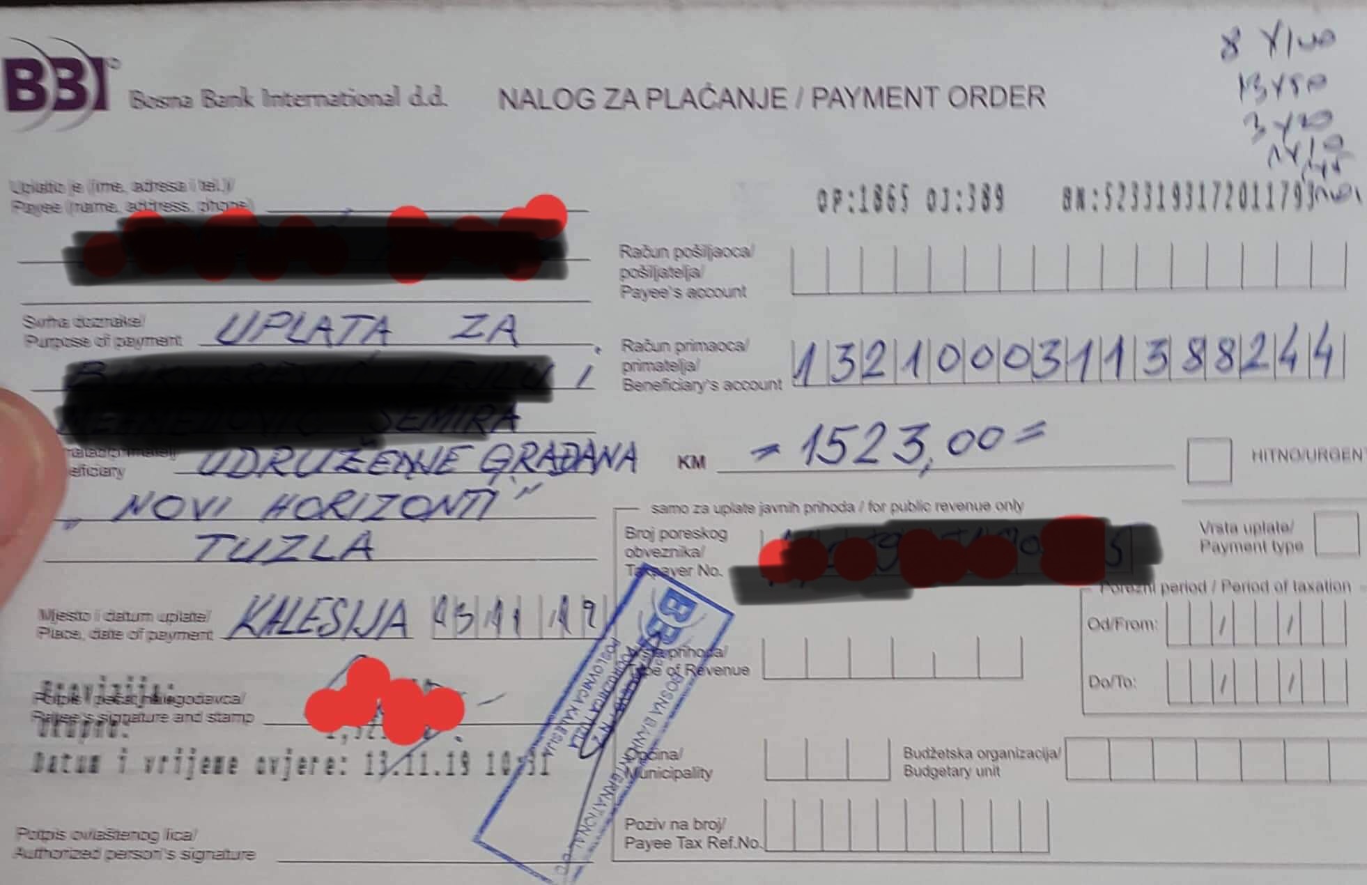 Donacija - Neformalna grupa građana Kalesije