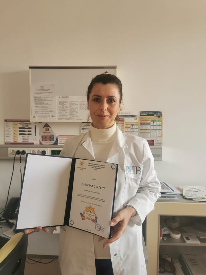 Zahvalnica Prim dr med svi Senada Husaric, specijalist endokrinolog