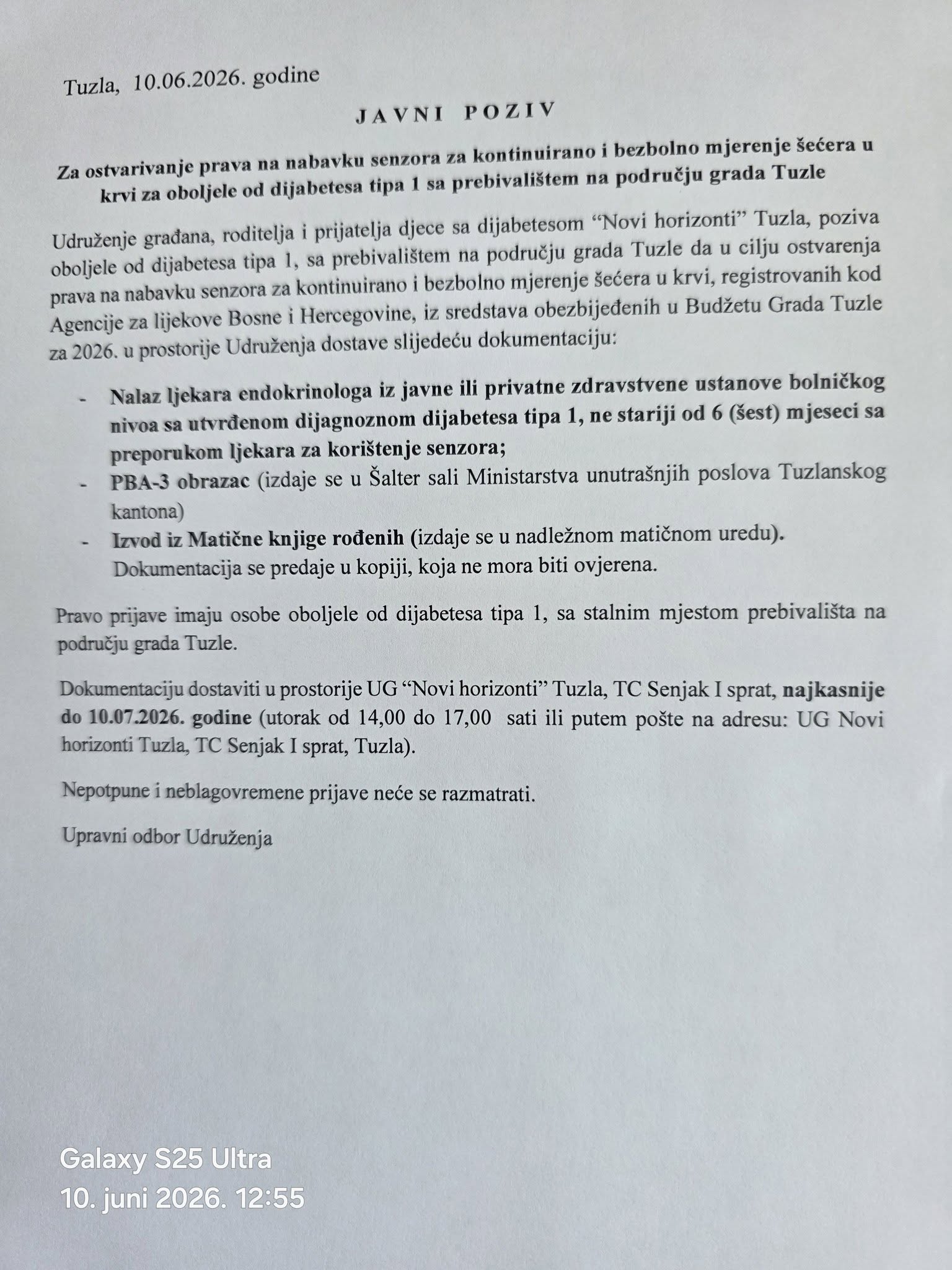 Javni poziv za nabavku senzora Tuzla